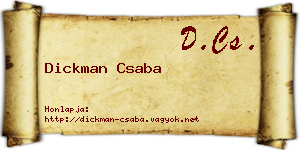Dickman Csaba névjegykártya